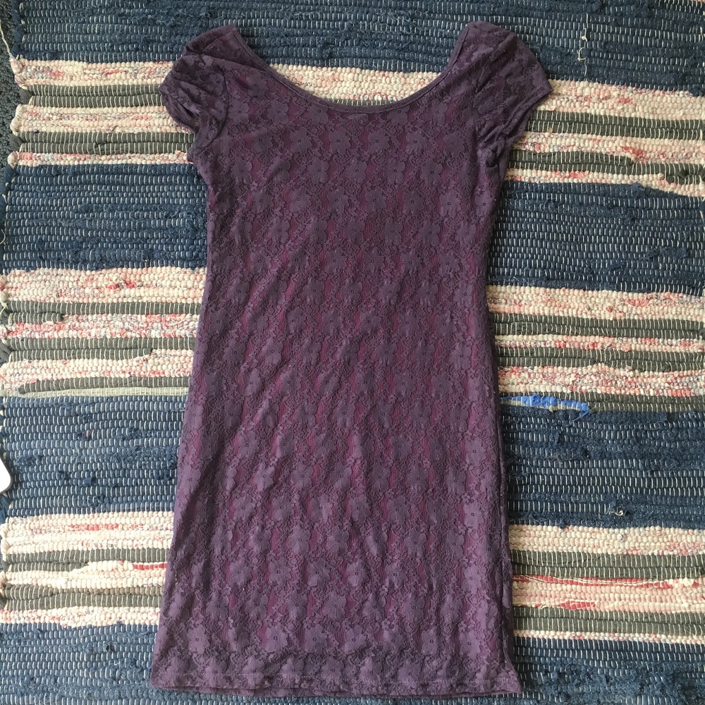 Velvet Torch Stretchy Purple Lace Layered Dress